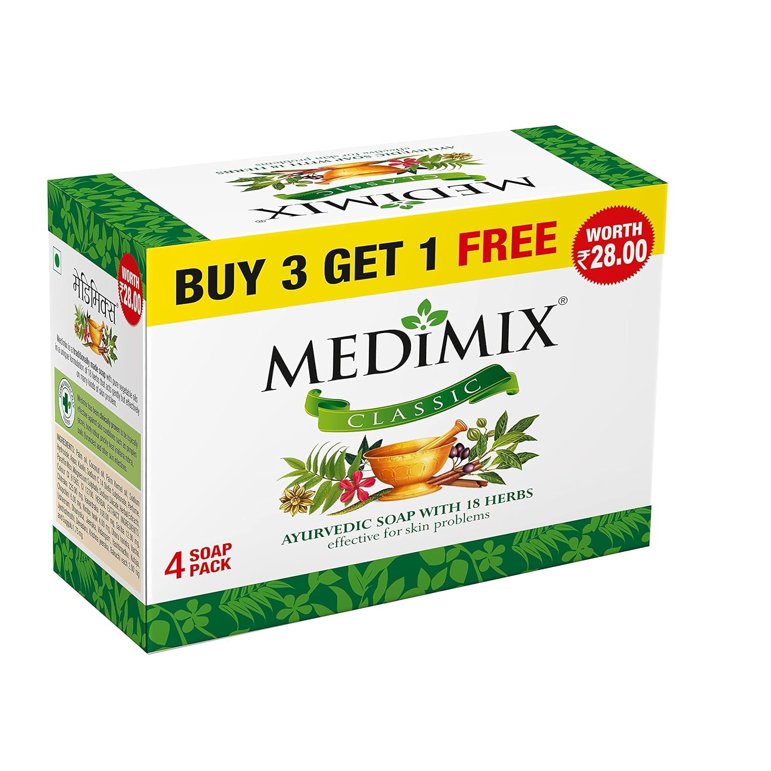 Medimix Ayurvedic Soap with 18 Herbs, 4x75g, ₹112.00