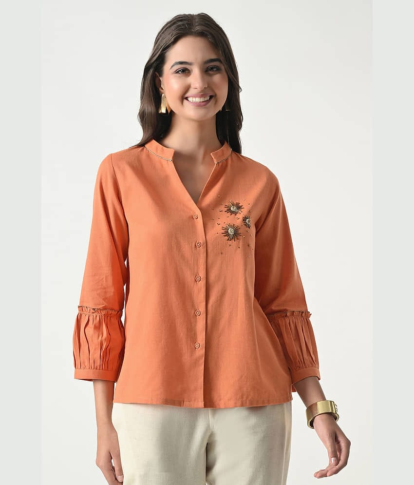 ALL WAYS YOU Women's Cotton Regular Top ( Orange )