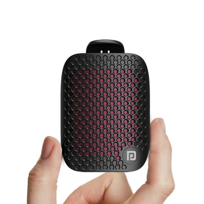 Portronics Talk Five 3W Wearable Bluetooth Speaker with Mic, Spring Clip-On, Upto 10Hours Playtime, IPX5 Water,Dust Resistant, Bluetooth 5.3v, Big Buttons, Portable Speaker with Microphone (Black)