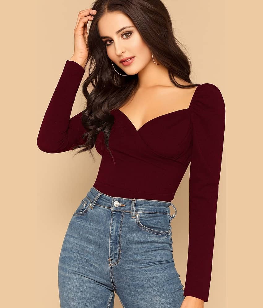 Sheetal associates Women's Cotton Blend Regular Top ( Red )