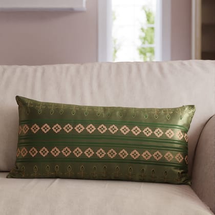 Lumbar Cushion Cover - Green-12 inches x 24 inches / Silk / Green