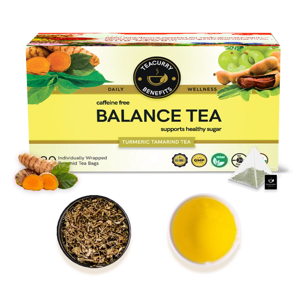TEACURRY Diabetes Support Tea (1 Month Pack | 30 Tea Bags) - Balance Tea with Diet Chart to help with Sugar Levels