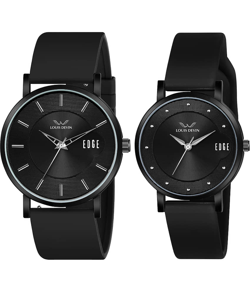 LOUIS DEVIN Black Silicon Analog Couple's Watch