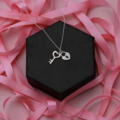 Lock and Key Necklace-Silver