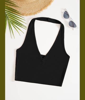Aahwan Women's Polyester Crop Top ( Black )