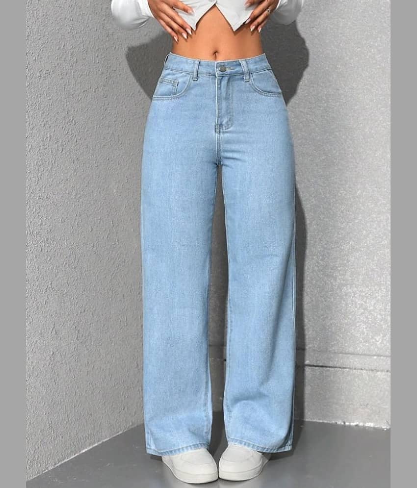 Niffer Fashion - Light Blue Denim Wide Leg Women's Jeans ( Pack of 1 )