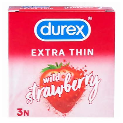 Durex Extra Thin Wild Strawberry Flavoured Condoms For Men - 3s