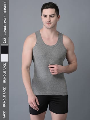 Men's Pack of 3 Solid Combed Cotton Vest