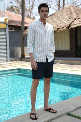 Harley - Textured Striped Shirt - Off White-S-38 / OFF WHITE