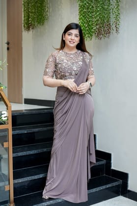 Nyla Hand Embroidered Drape Saree-S-M