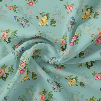 Summer Vintage Colorful Flower Digital Printed Fabric - Weightless-Polyester / Weightless / 110 CM | 43 Inch