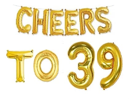 Cheers to Thirthy Nine Foil Balloon Combo Number 39 Foil Balloon for Birthday and Anniversary
