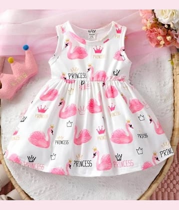 CUTEVIBE Cotton Blend Frock For Baby Girls ( Pack of 1 , White )