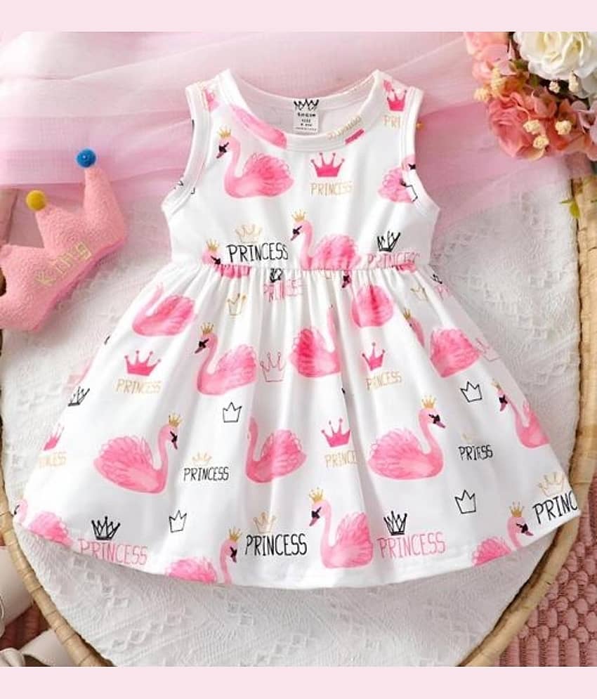 CUTEVIBE Cotton Blend Frock For Baby Girls ( Pack of 1 , White )