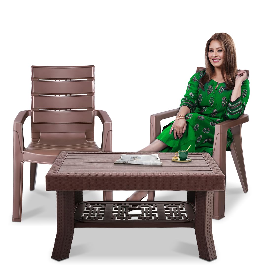 MAHARAJA Premium Plastic Chair and Table Combo Set for Home, Garden, Office & Outdoor Use Durable & Weather Resistant