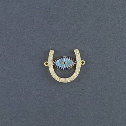 Horse Shoe Evil Eye Gold Zircon Copper Charm For Women