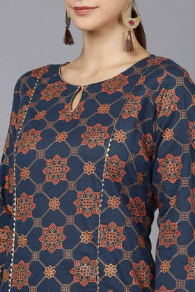 Navy Blue Cotton Straight Kurta VCK8687 Navy Blue Cotton Straight Kurta VCK8687
