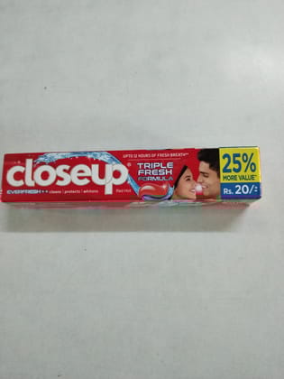 Closeup triple fresh toothpaste 