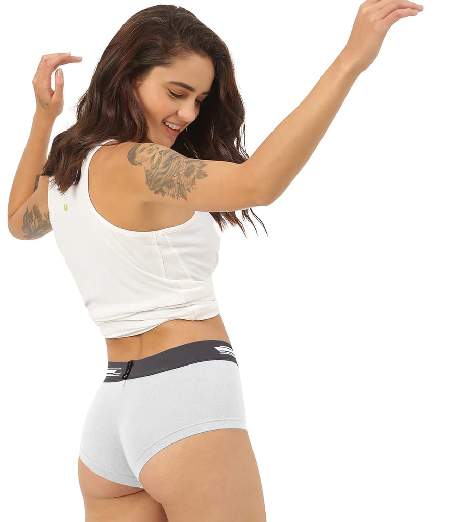 Freecultr Women's Underwear Antibacterial Micromodal Airsoft | Boxer Brief - Non-Itch, No Chafing, Sweat-Proof Comfort Pack of 1-Cloud White