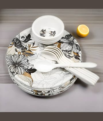 kitchrox Melamine Dinner Set Pack 18 Multicolor Melamine Dinner Set ( Pack of 18 )