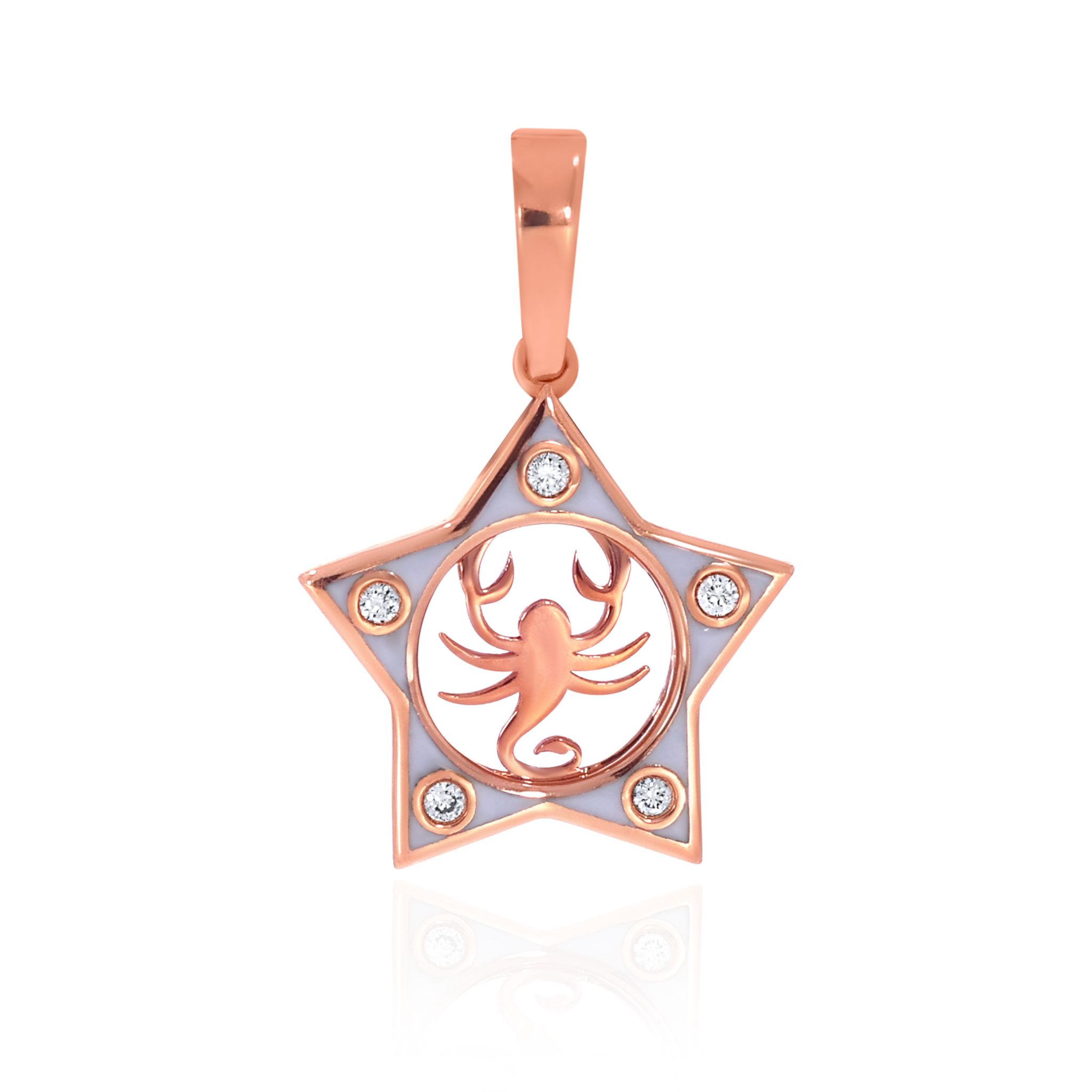 Senco Gold Scorpio Mystic Orb Diamond Pendant (0.7 gram / 0.02 Ct / HI-SI / 14K Rose Gold)