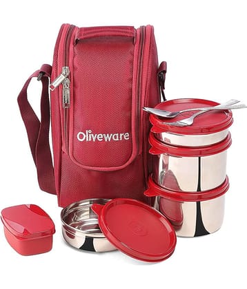 Oliveware Executive Steel Stainless Steel Lunch Box 4 Container (Pack of 1)