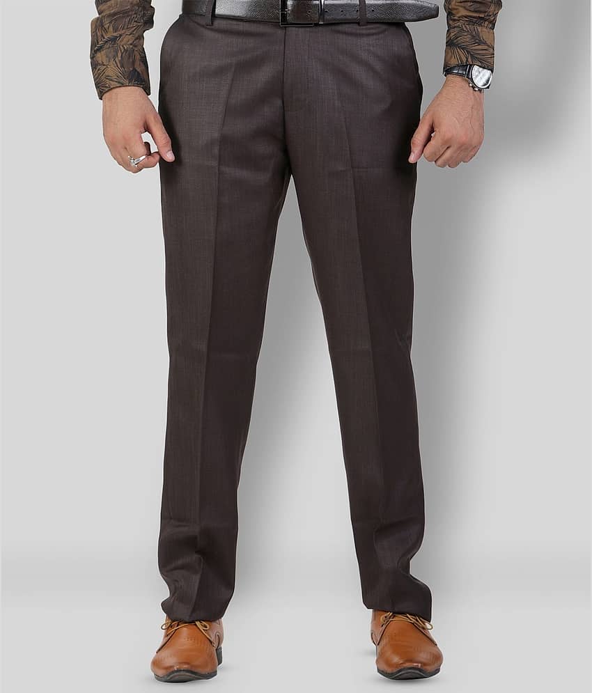 SAM & JACK - Grey Cotton Blend Regular Fit Men's Formal Pants (Pack of 1)