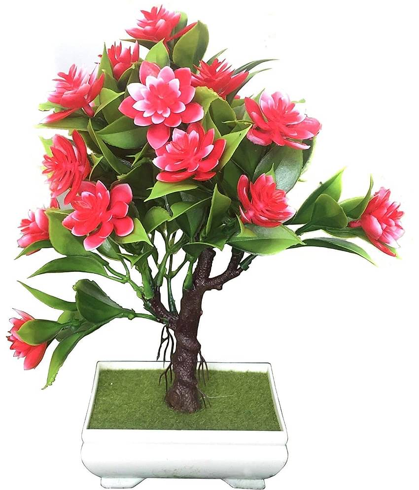 YUTIRITI Orchids Red Artificial Flowers Bunch - Pack of 1