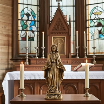 Brass Showpiece Merry Statue - Beautiful Religious For Home Altar & Prayer Room, Height : 5.6 Inch (BSMAS1768 M)