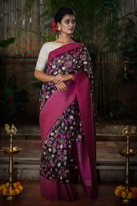 AWESOME LINEN COTTON PRINTED SAREE - 2180