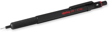 Rotring 600 Series Black 0.5mm Mechanical Pencil HB Lead,Metal Body,Hexagonal Barrel, Inbuilt Eraser,Push-Button Cap,Non-Slip Metal Knurled Grip.