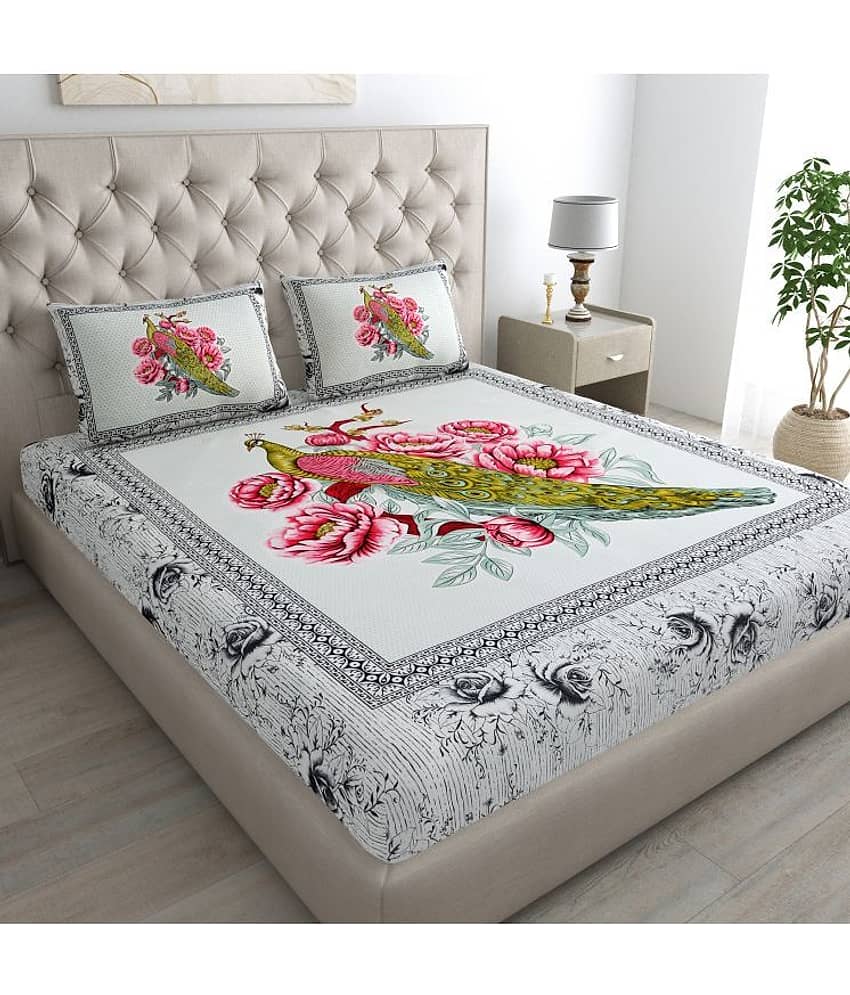 Cosito Cotton 1 Double Bedsheet with 2 Pillow Covers ( Pink )