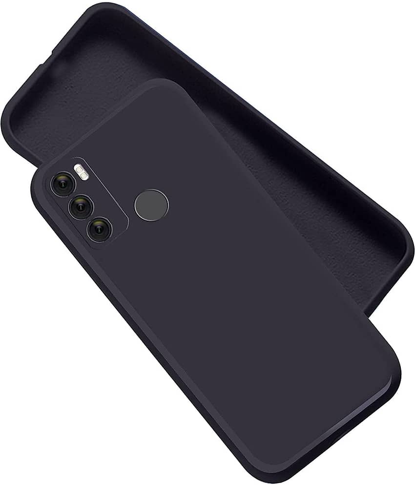 ZAMN - Black Silicon Plain Cases Compatible For Motorola Moto G60 ( Pack of 1 )
