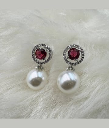 Charms Red Pearl Earrings ( Pack of 1 )