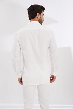 Printed Smart Casual White Shirt-WHITE / S
