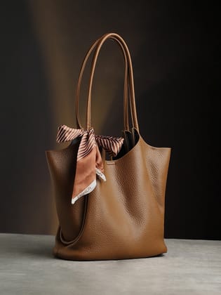 The Metrograph  Tote Bag With Pouch - Mocha Brown-Tote Bag