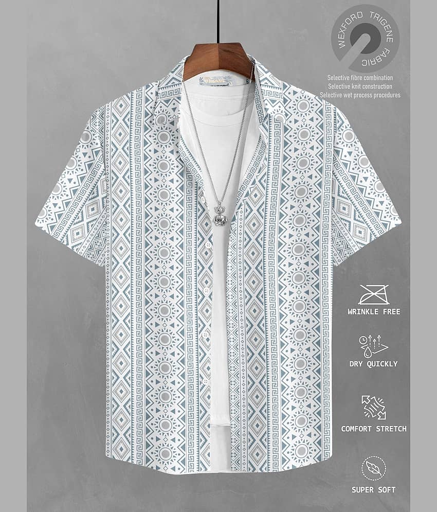 BULLMER Cotton Blend Regular Fit Printed Half Sleeves Men's Casual Shirt - Grey ( Pack of 1 )