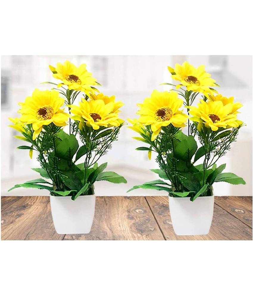 Green plant indoor Sunflower Yellow Flowers With Pot - Pack of 2