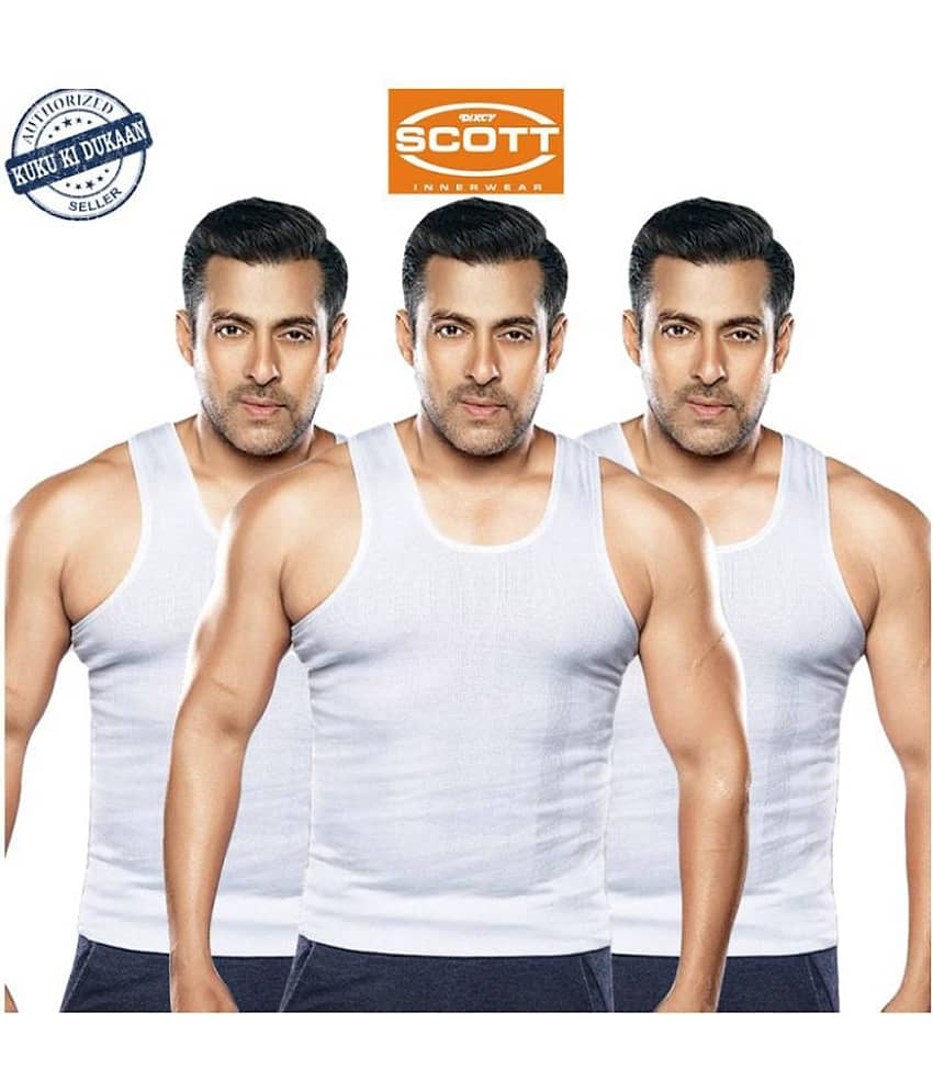 Dixcy White Sleeveless Vests Pack of 3