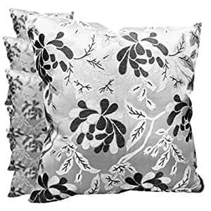 GOODVIBES Grey White Damask/Self Design/Woven Floral Motifs Zipper Square Combo Cushion Covers (16x16 inch or 40 x 40 cm) Set of 6 - Flowers | Buy online on ZillyBuy