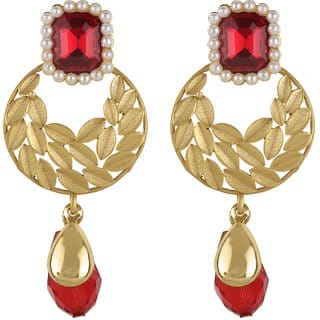 Chand Bali Rectangle Crystal Drop Earrings for Girls Brass Material Earrings for Women's Fashion Jewellery for Festival