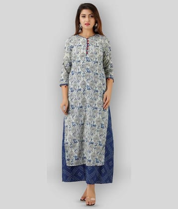 SAART BUNAAI - Light Grey Straight Cotton Women's Stitched Ethnic Gown ( Pack of 1 )