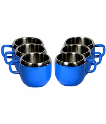 Dynore Steel Dynore set of 6 Deep Blue cups Tea Cup 6 Pcs 90 ml