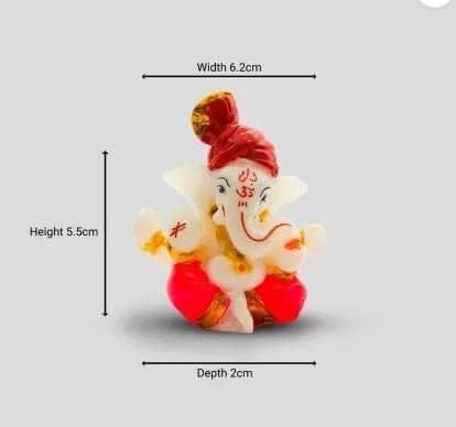 Patwari Arts Lord Ganesha Showpiece for Home Decor & Office/Temple Decor, Car Dashboard Showpiece for Living Room Pagdi Ganesh Ji Murti , (2.3 x 2.3 Inch, Multicolour).