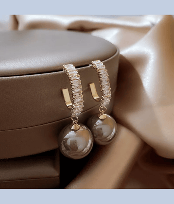 PUJVI Golden Hoops Earrings ( Pack of 1 )