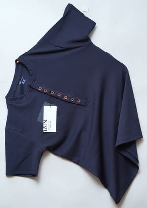 Navy Blue | Premium Henley Neck | Polo T-Shirt-M