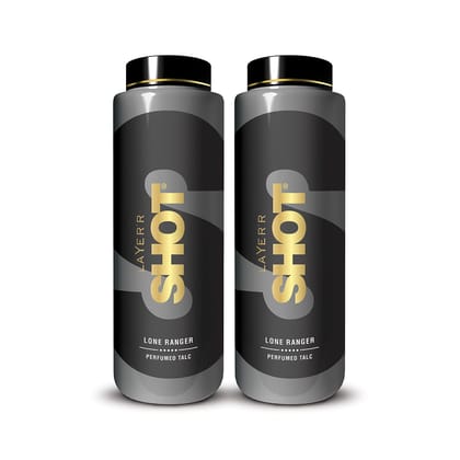 Layer'r Shot Fresh Lone Ranger Talc for Men - 2 x 100gm Each | Long Lasting Fragrance With Luxurious Invigorating Floral, Peppery & Citrusy Blend | Dry, Smooth, and Fresh All Day | Ideal For Daily Use | Gift For Men