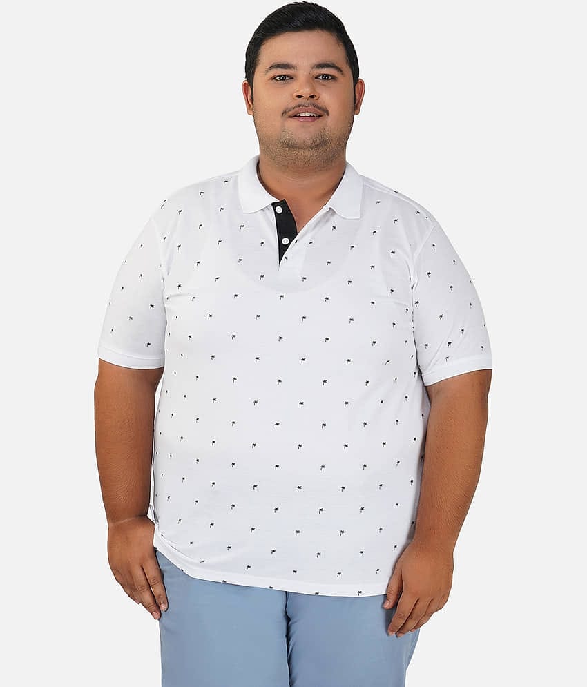 XFOX Pack of 1 Cotton Blend Regular Fit Printed Half Sleeves Men's Polo T Shirt ( Lavender )