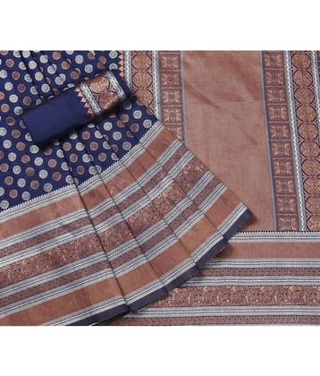 Gazal Fashions Banarasi Silk Printed Saree With Unstitched Blouse Piece ( Multicolour )