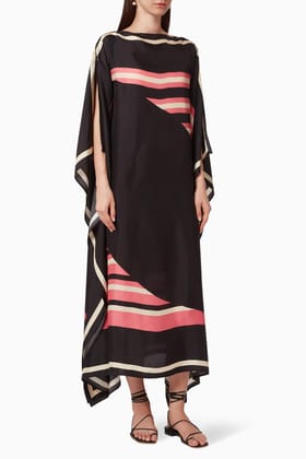 Black Silk Crepe Kaftan Dress